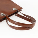 CARTIER Hand Bag Leather Brown Silver Auth 173509-7