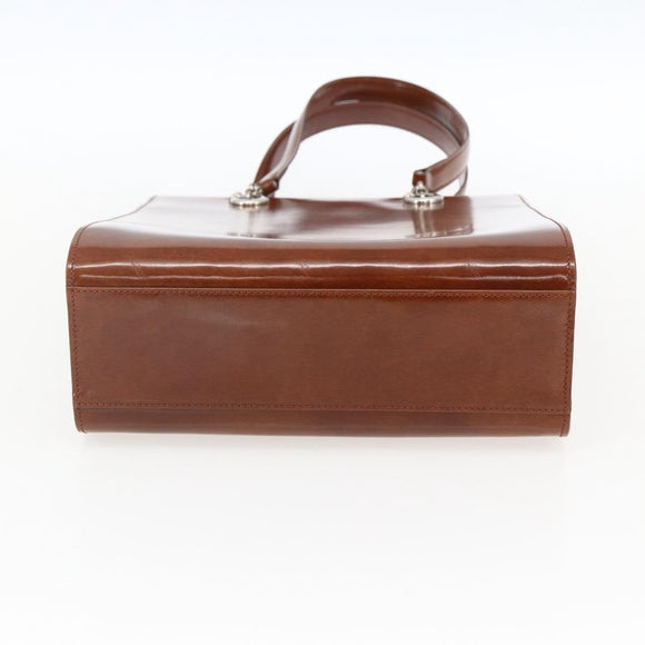 CARTIER Hand Bag Leather Brown Silver Auth 173509