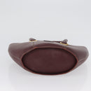 CARTIER Hand Bag Leather Red Gold Auth 173513-10