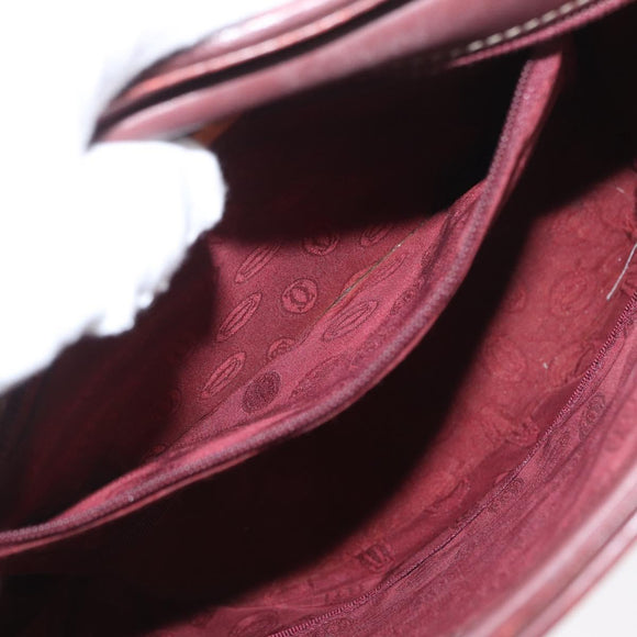 CARTIER Hand Bag Leather Red Gold Auth 173513