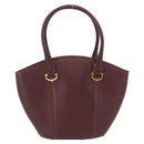 CARTIER Hand Bag Leather Red Gold Auth 173513-3