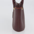 CARTIER Hand Bag Leather Red Gold Auth 173513-4