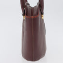 CARTIER Hand Bag Leather Red Gold Auth 173513-6