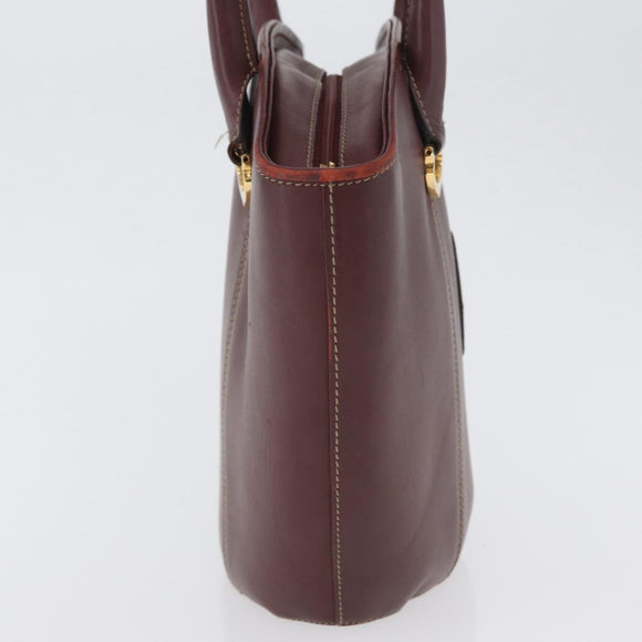 CARTIER Hand Bag Leather Red Gold Auth 173513