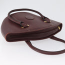 CARTIER Hand Bag Leather Red Gold Auth 173513-7