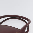 CARTIER Hand Bag Leather Red Gold Auth 173513-9