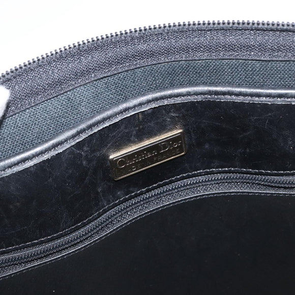 Christian Dior Honeycomb Canvas Shoulder Bag PVC Black Gold Auth 173515
