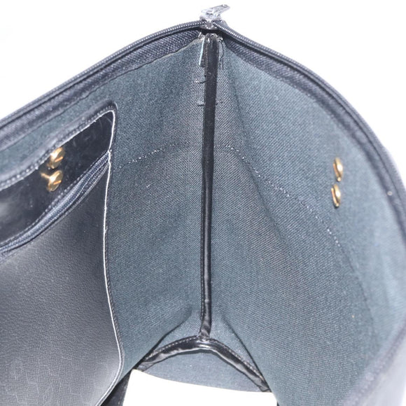 Christian Dior Honeycomb Canvas Shoulder Bag PVC Black Gold Auth 173515