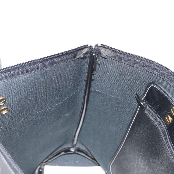Christian Dior Honeycomb Canvas Shoulder Bag PVC Black Gold Auth 173515