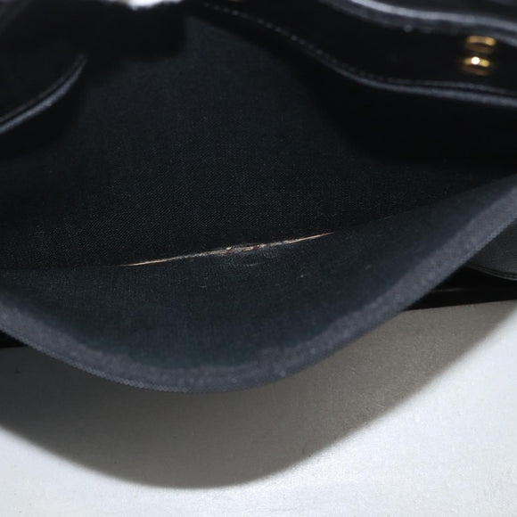 Christian Dior Honeycomb Canvas Shoulder Bag PVC Black Gold Auth 173515