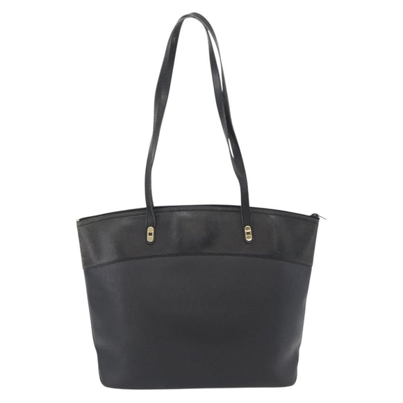 Christian Dior Honeycomb Canvas Shoulder Bag PVC Black Gold Auth 173515
