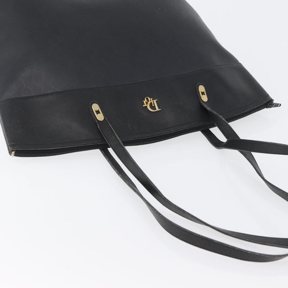 Christian Dior Honeycomb Canvas Shoulder Bag PVC Black Gold Auth 173515