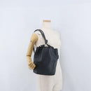 FENDI Backpack Leather Charcoal gray Auth 173517-21