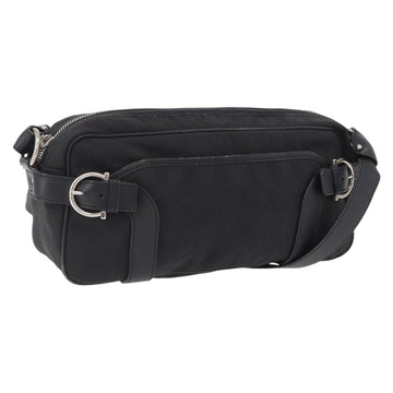 Salvatore Ferragamo Shoulder Bag Canvas Leather Black Silver Auth 173518