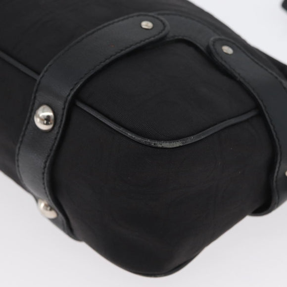 Salvatore Ferragamo Shoulder Bag Canvas Leather Black Silver Auth 173518