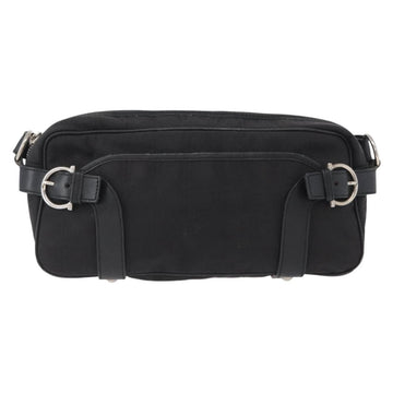 Salvatore Ferragamo Shoulder Bag Canvas Leather Black Silver Auth 173518 - 0