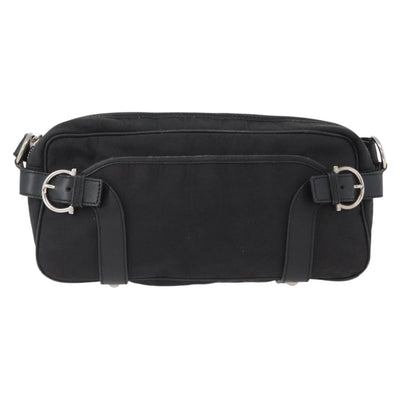 Salvatore Ferragamo Shoulder Bag Canvas Leather Black Silver Auth 173518 - 0