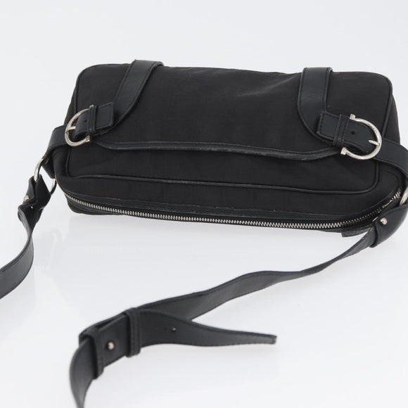 Salvatore Ferragamo Shoulder Bag Canvas Leather Black Silver Auth 173518