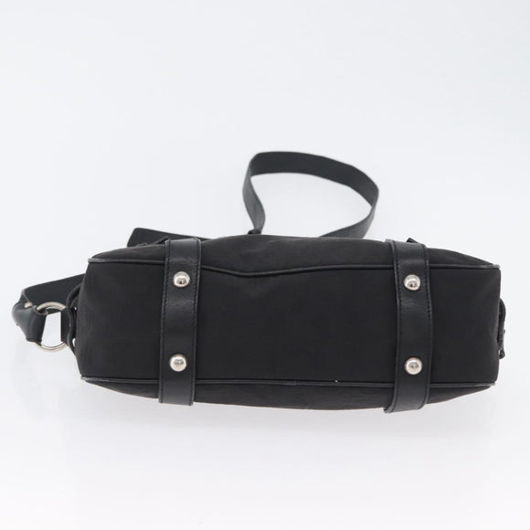 Salvatore Ferragamo Shoulder Bag Canvas Leather Black Silver Auth 173518