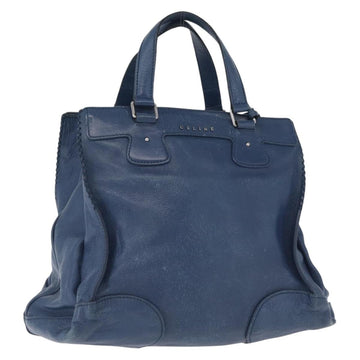 CELINE Hand Bag Leather Blue Silver Auth 173519