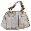 Chloe Hand Bag Leather Silver gold Auth 173521-1
