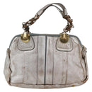 Chloe Hand Bag Leather Silver gold Auth 173521-2