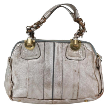 Chloe Hand Bag Leather Silver gold Auth 173521 - 0
