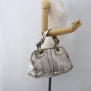 Chloe Hand Bag Leather Silver gold Auth 173521-28