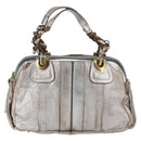 Chloe Hand Bag Leather Silver gold Auth 173521-3