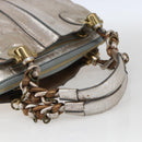 Chloe Hand Bag Leather Silver gold Auth 173521-7