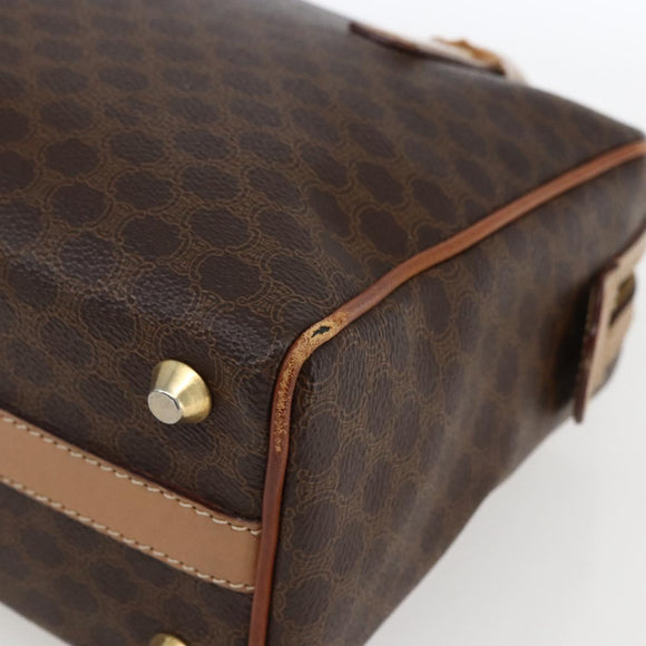 CELINE Macadam Canvas Hand Bag PVC Leather Brown Gold Auth 173522