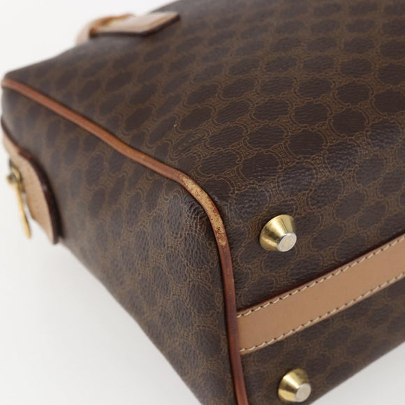 CELINE Macadam Canvas Hand Bag PVC Leather Brown Gold Auth 173522