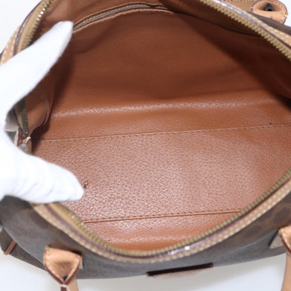 CELINE Macadam Canvas Hand Bag PVC Leather Brown Gold Auth 173522