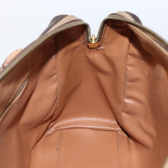 CELINE Macadam Canvas Hand Bag PVC Leather Brown Gold Auth 173522