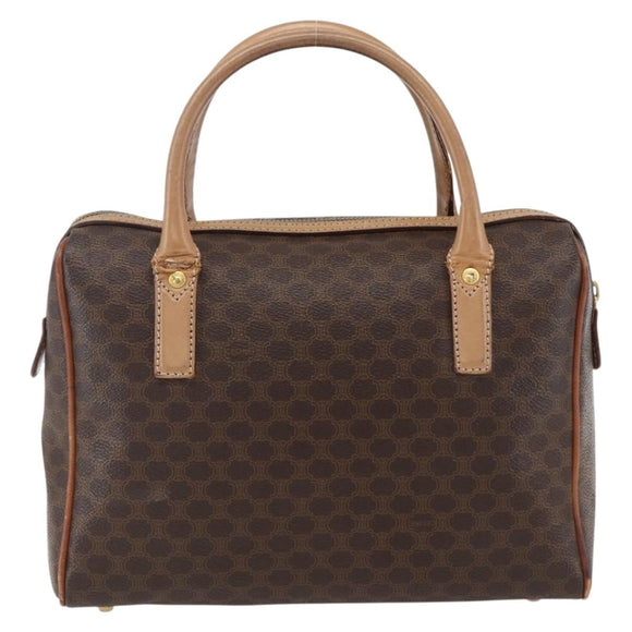 CELINE Macadam Canvas Hand Bag PVC Leather Brown Gold Auth 173522