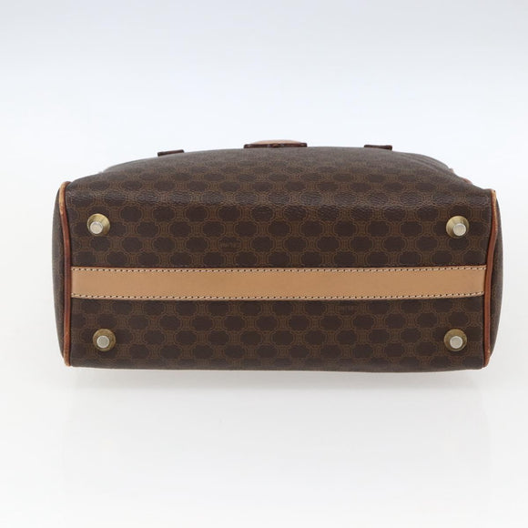 CELINE Macadam Canvas Hand Bag PVC Leather Brown Gold Auth 173522