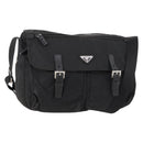 PRADA Shoulder Bag Nylon Black Silver Auth 173525-1
