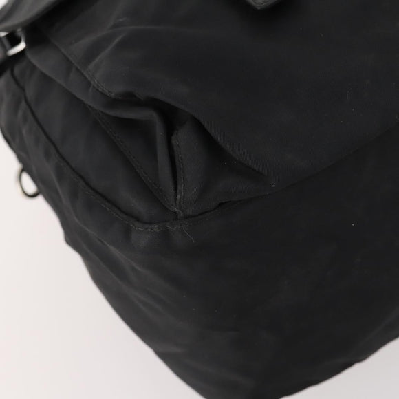 PRADA Shoulder Bag Nylon Black Silver Auth 173525
