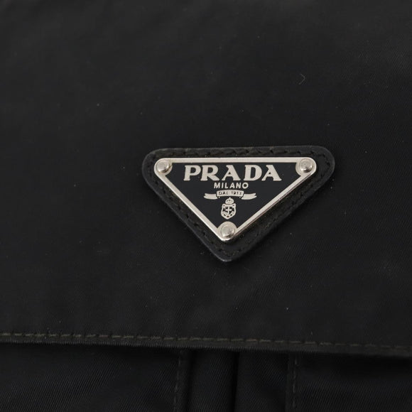 PRADA Shoulder Bag Nylon Black Silver Auth 173525