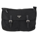 PRADA Shoulder Bag Nylon Black Silver Auth 173525-13