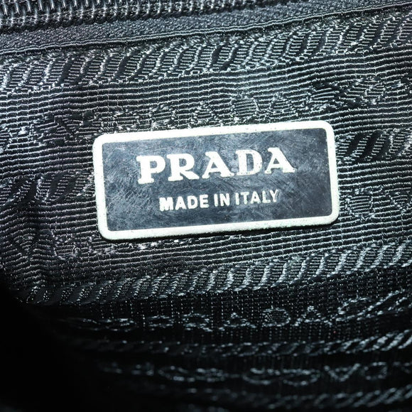 PRADA Shoulder Bag Nylon Black Silver Auth 173525