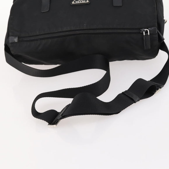 PRADA Shoulder Bag Nylon Black Silver Auth 173525