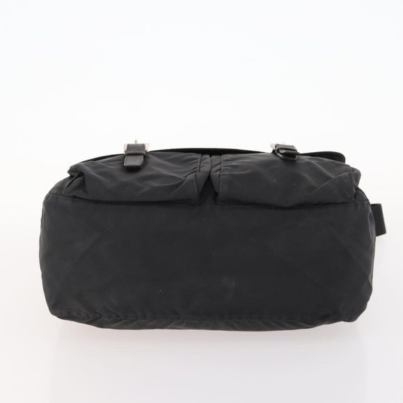 PRADA Shoulder Bag Nylon Black Silver Auth 173525