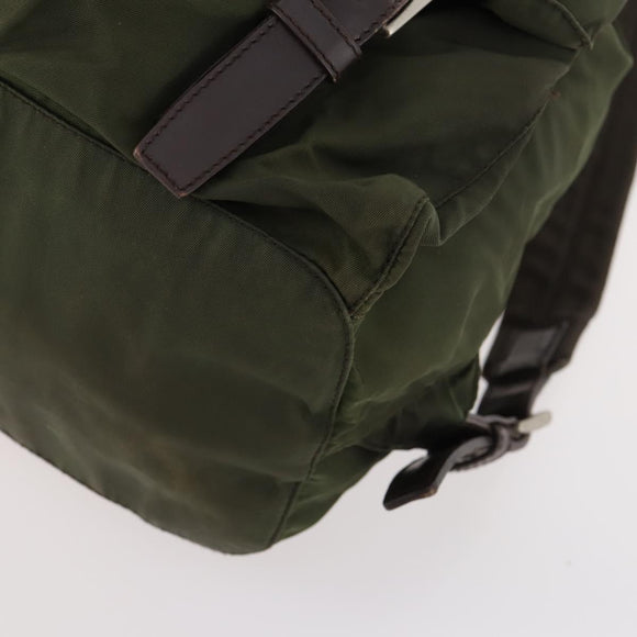PRADA Backpack Nylon Khaki Silver Auth 173527