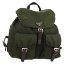 PRADA Backpack Nylon Khaki Silver Auth 173527-1