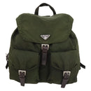 PRADA Backpack Nylon Khaki Silver Auth 173527-13