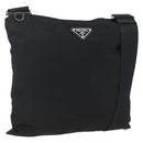 PRADA Shoulder Bag Nylon Black Silver Auth 173528-1