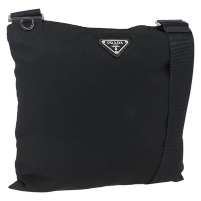 PRADA Shoulder Bag Nylon Black Silver Auth 173528