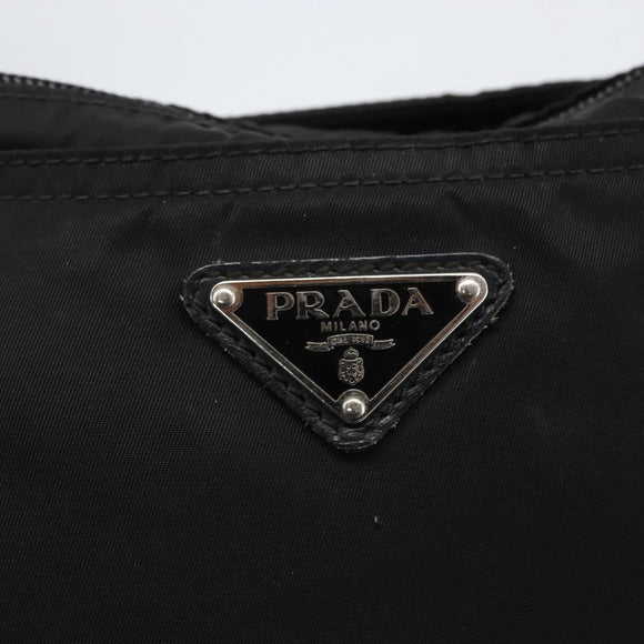 PRADA Shoulder Bag Nylon Black Silver Auth 173528