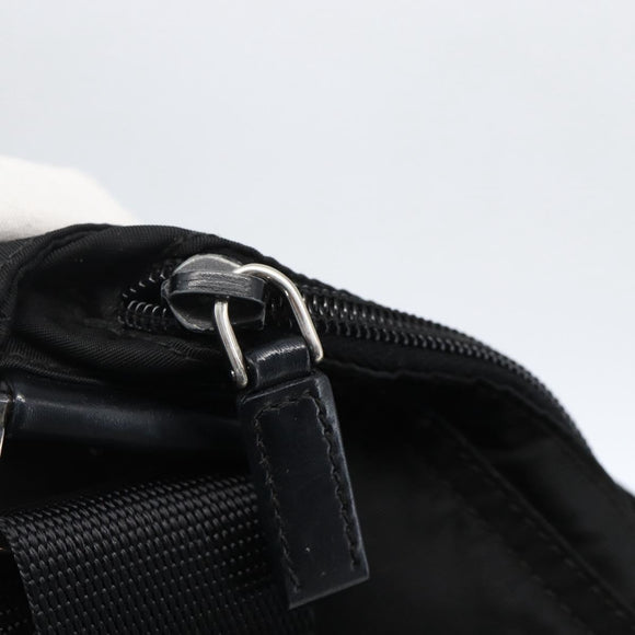 PRADA Shoulder Bag Nylon Black Silver Auth 173528